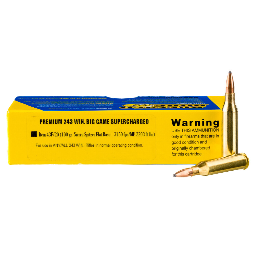 Buffalo Bore BUFFALO BORE 243 Win 100Gr Sierra Spitzer FlatBase 3150FPS 20rd