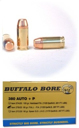 Buffalo Bore BUFFALO BORE 380 ACP 95Gr FMJ-FN (1150FPS/ME 279 ft lbs) 20rd