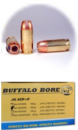 BUFFALO BORE 45 ACP 200Gr JHP (1050FPS/ME 490 ft lbs) 20rd
