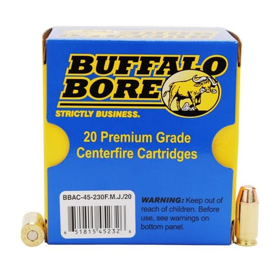 Buffalo Bore BUFFALO BORE 45 ACP 230Gr FMJ -FN (950FPS/ME 461 ft lbs) 20rd