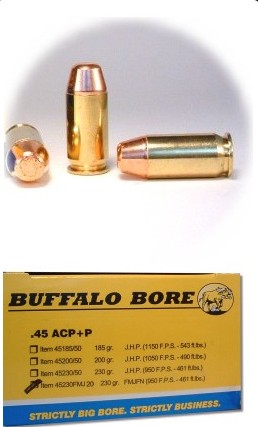 Buffalo Bore BUFFALO BORE 45 ACP 230Gr FMJ-RN (850FPS/ME 314 ft lbs) 20rd
