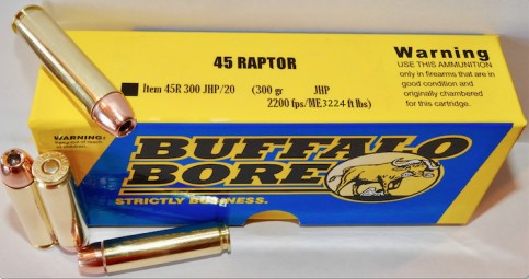 Buffalo Bore BUFFALO BORE 45 Raptor 300Gr JHP (2200FPS/ME 3224 ft lbs) 20rd
