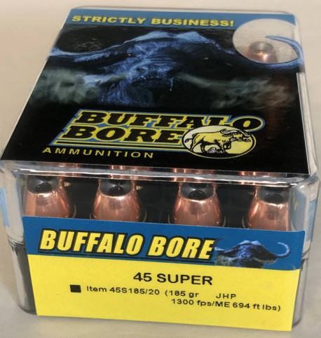 Buffalo Bore BUFFALO BORE 45 Super 185Gr JHP (1300FPS/ME 694 ft lbs) 20rd
