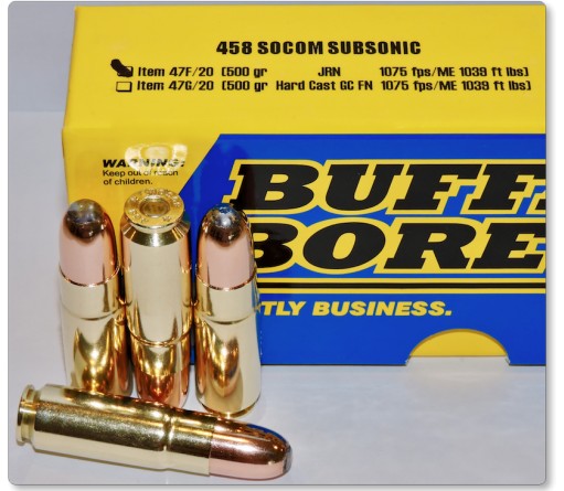 BUFFALO BORE 458 SOCOM 500Gr JRN (1075FPS/ME 1039 ft lbs) 20rd