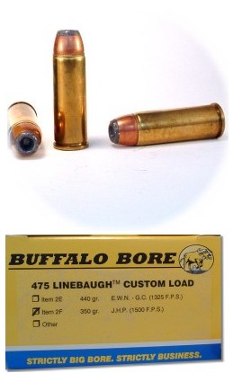 Buffalo Bore BUFFALO BORE 475 Linebaugh 350Gr JHP (1500FPS/ME 1748 ft) 50rd