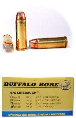 Buffalo Bore BUFFALO BORE 475 Linebaugh 400Gr JFN (1400FPS/ME 1741 ft) 50rd