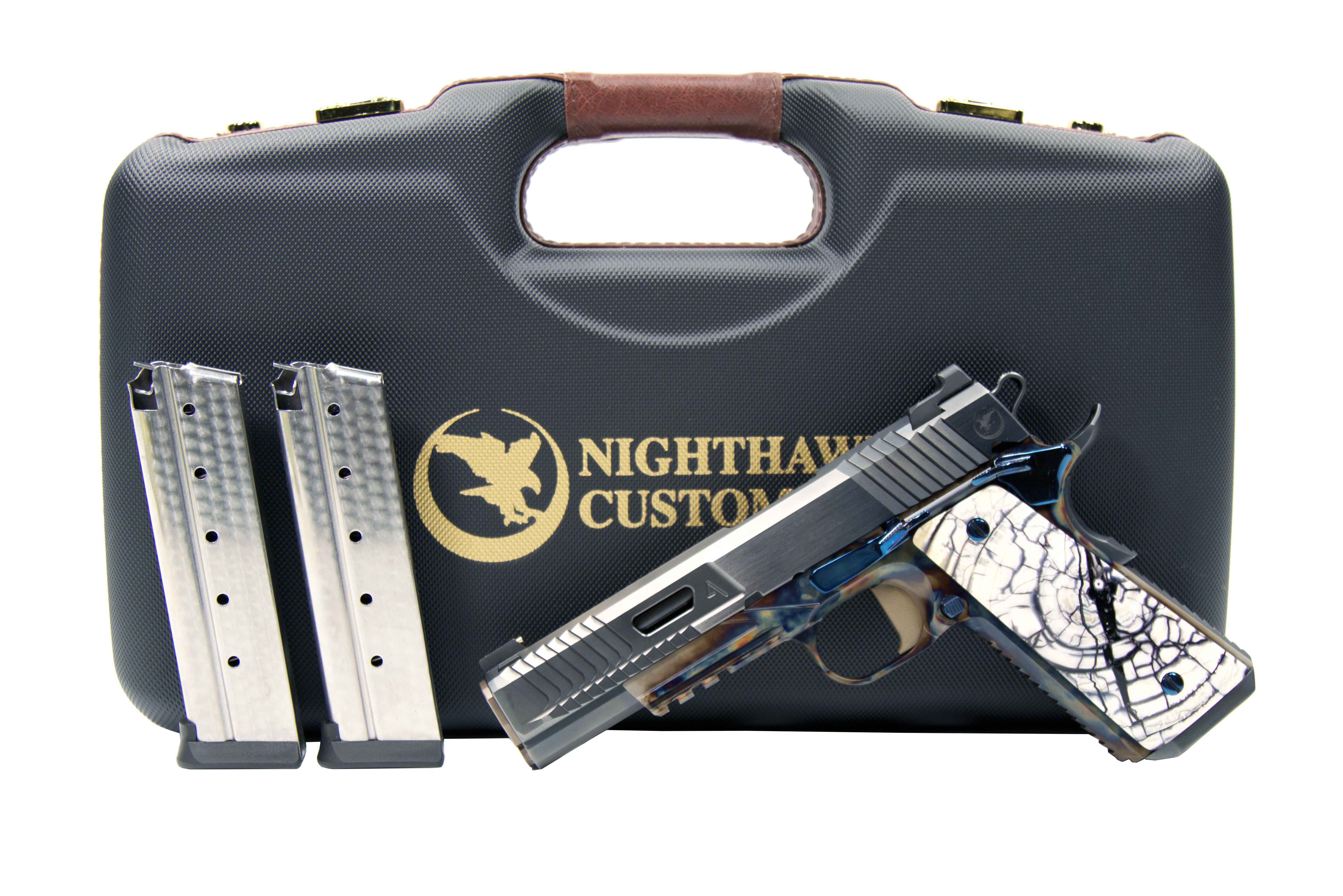 NIGHTHAWK CUSTOM VIP Agent 2 Gov. 9mm 5" 10rd - Case Hardened w/ Mammoth Tusk Ivory Grips
