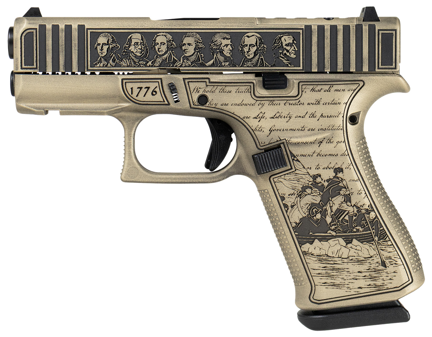 Glock GLOCK G43X MOS 9mm 3.41" 10rd - Signers of the Declaration of Independence