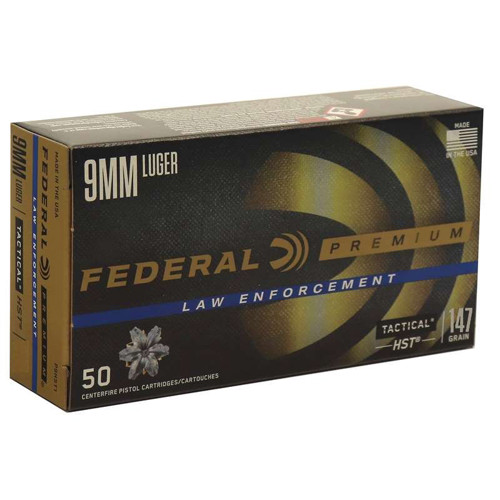 FEDERAL AMMO Premium Law Enforcement 9mm 147Gr HST JHP 50rd
