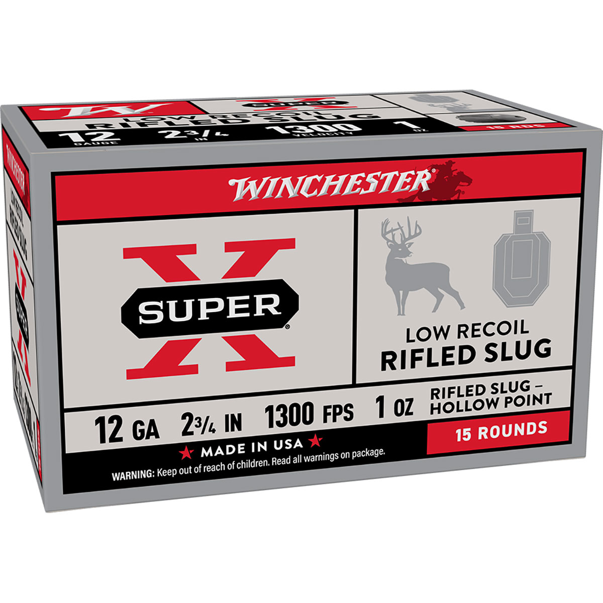 Winchester WINCHESTER AMMO 12Ga 2-3/4" Super-X Low Recoil 1oz Rifld Slug 15rd