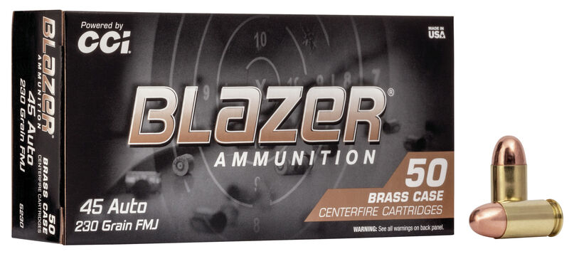 BLAZER AMMO 45ACP 230Gr FMJ Brass Ammunition | 50 Rounds
