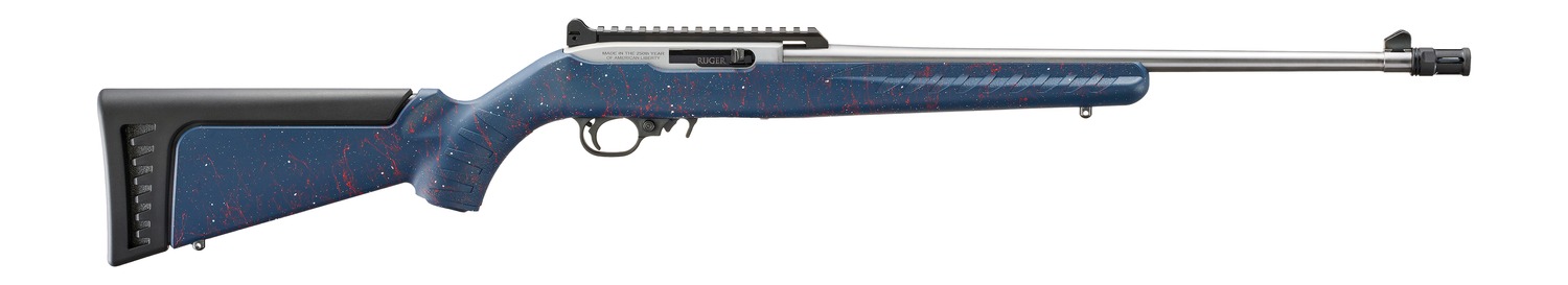 RUGER 10/22 22 LR 18.5" 10rd America's 250th Anniversary - Liberty Blue w / Red & White Splatter