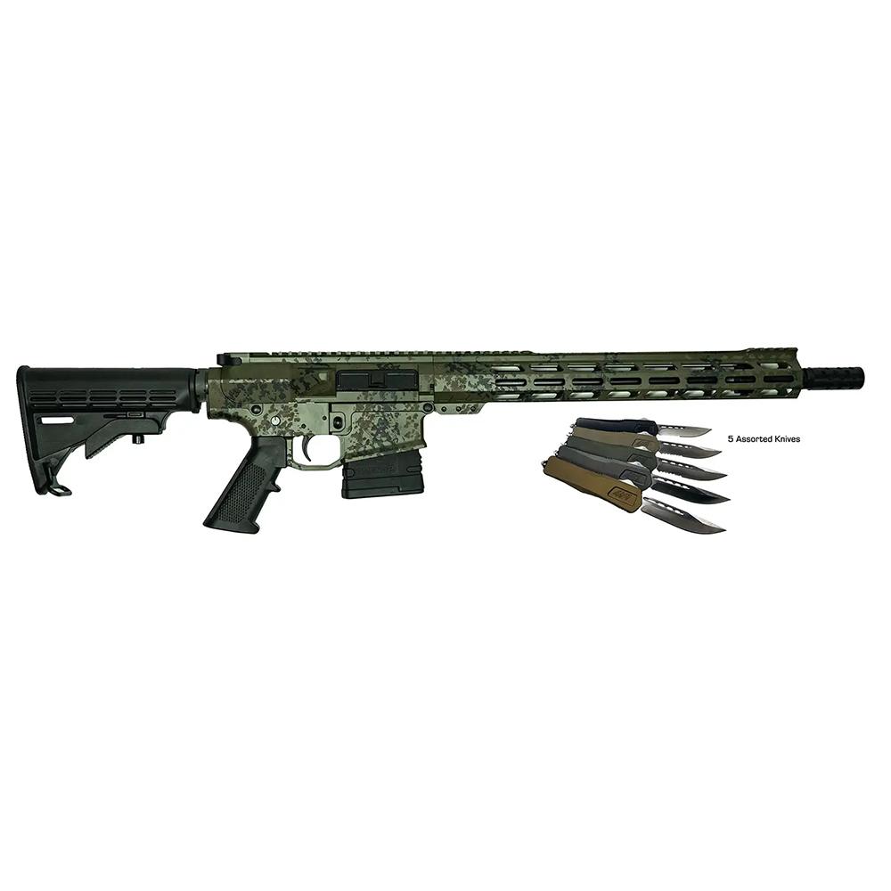 GREAT LAKES FIREARMS AR10 Rifle 308 Bundle 16" w/ 5 Knives Lichen Green