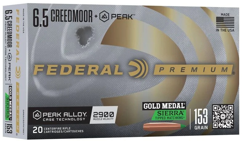 Federal FEDERAL AMMO 6.5 Creedmoor +Peak 153Gr 20rd Sierra Tipped Match