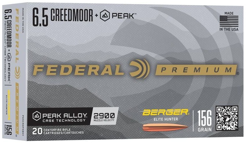 Federal FEDERAL AMMO 6.5 Creedmoor +Peak 156Gr 20rd Berger Elite Hunter