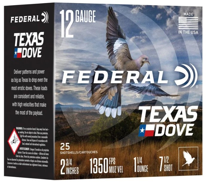 Federal FEDERAL AMMO 12GA 2 3/4" 1 1/4oz 7.5 Texas Dove 1350 FPS 25rd