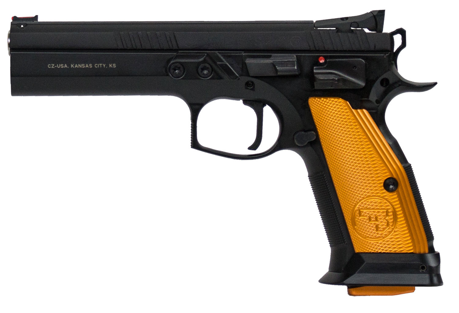CZ-USA 75 Tactical Sport 40 SW 5.23" 16rd Pistol - Black w/ Orange Grips