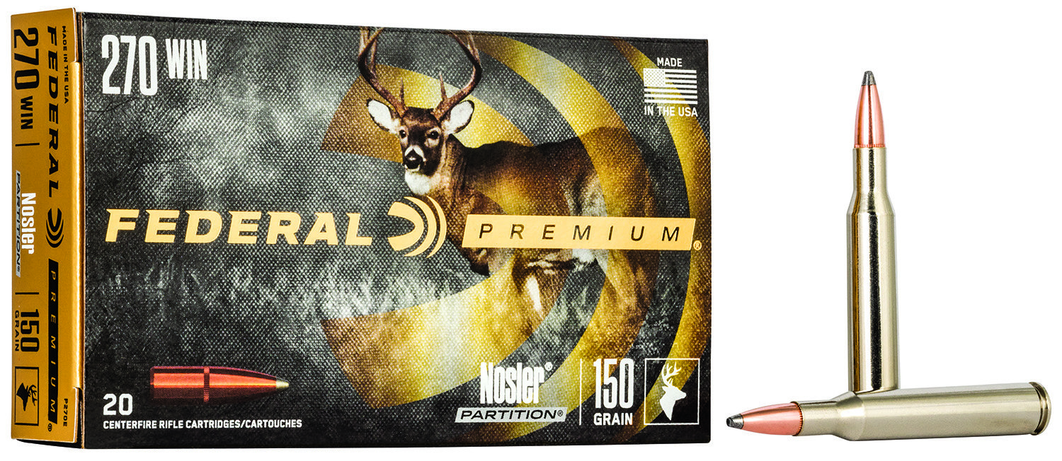 Federal Federal P270E Premium 270 Win 150 GR Nosler Partition Np 20 Bx 10 Cs
