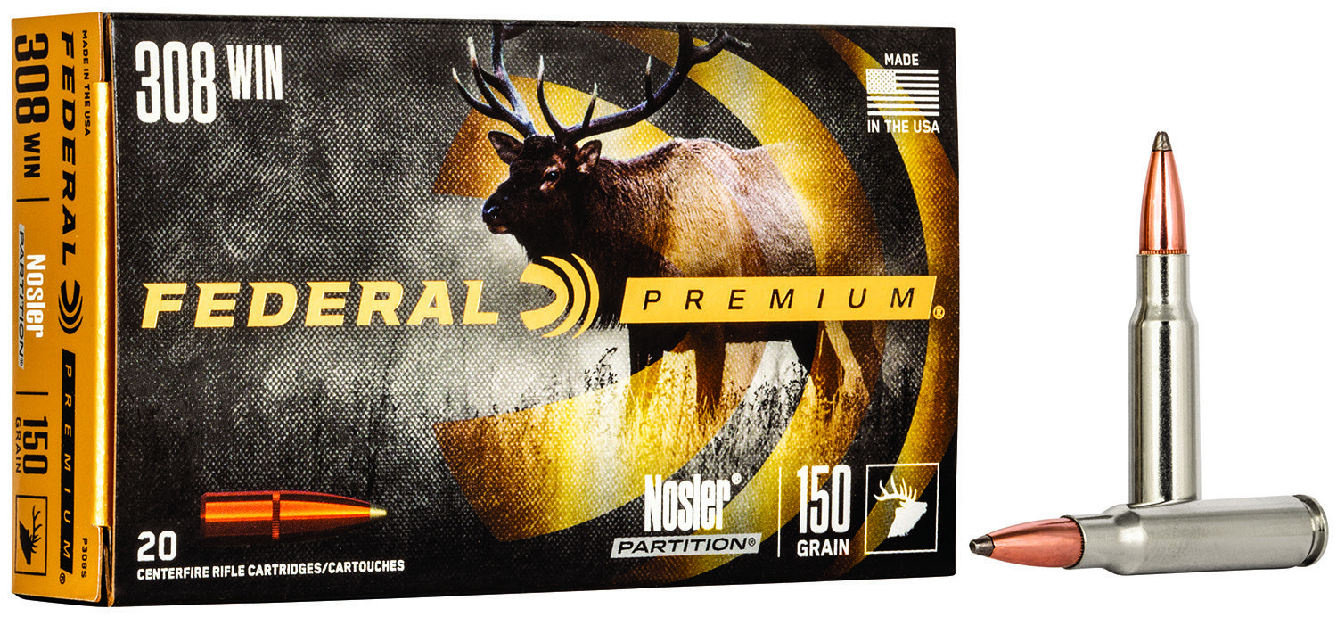 Federal Federal P308S Premium 308 Win 150 GR Nosler Partition Np 20 Bx 10 Cs