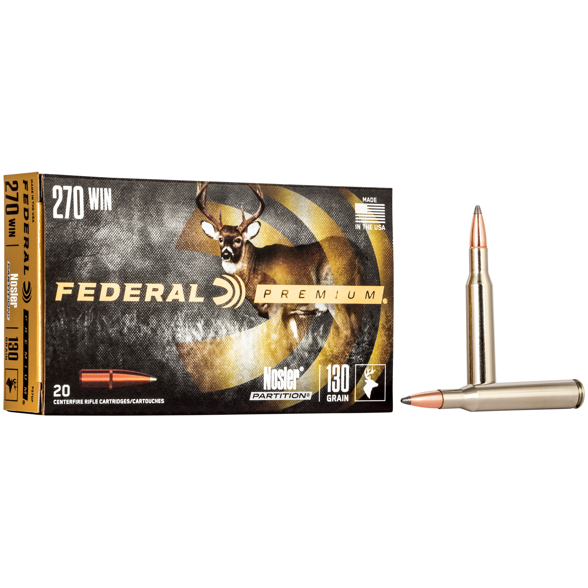 Federal Federal P270P Premium 270 Win 130 GR Nosler Partition Np 20 Bx 10 Cs