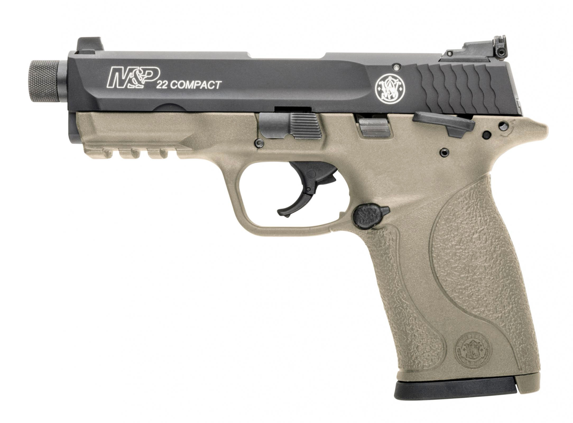 SMITH & WESSON M&P 22 Compact 22LR 3.6in 10+1 Threaded Barrel Pistol - FDE / Black