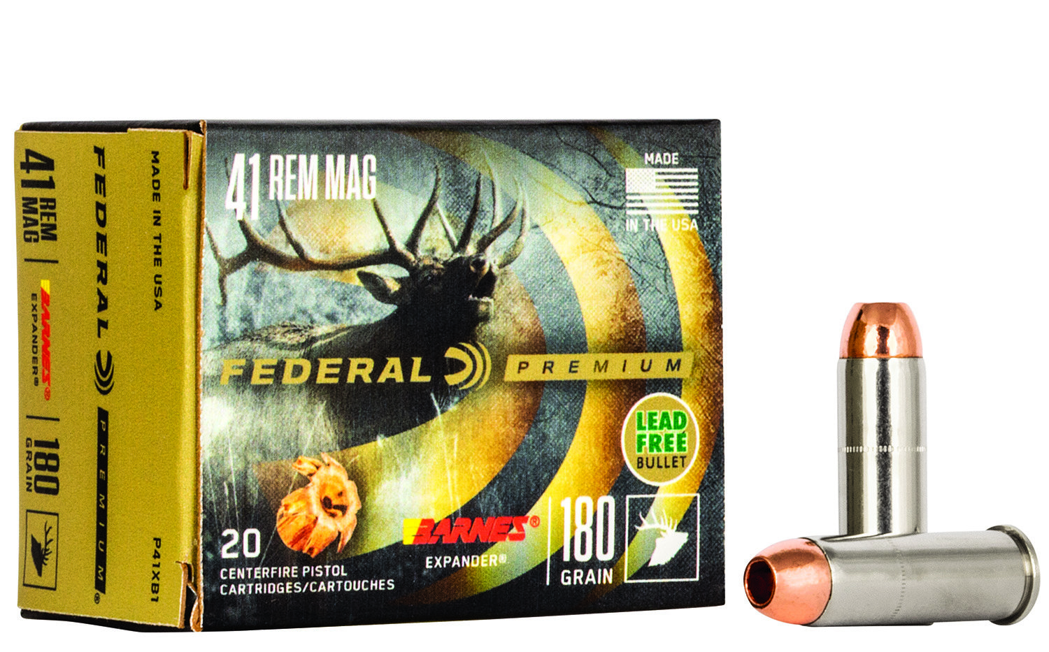 Federal Federal P41XB1 Premium 41 Rem Mag 180 GR Barnes Expander Brx 20 Bx 10 Cs