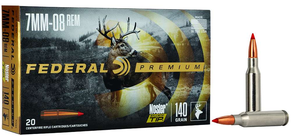 Federal Federal P708B Premium 7mm 08 Rem 140 GR Nosler Ballistic Tip Nbt 20 Bx 10 Cs