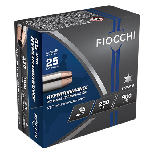 FIOCCHI Hyperformance 45 ACP 230 gr Hornady XTP Hollow Point Ammunition | 25 Rounds