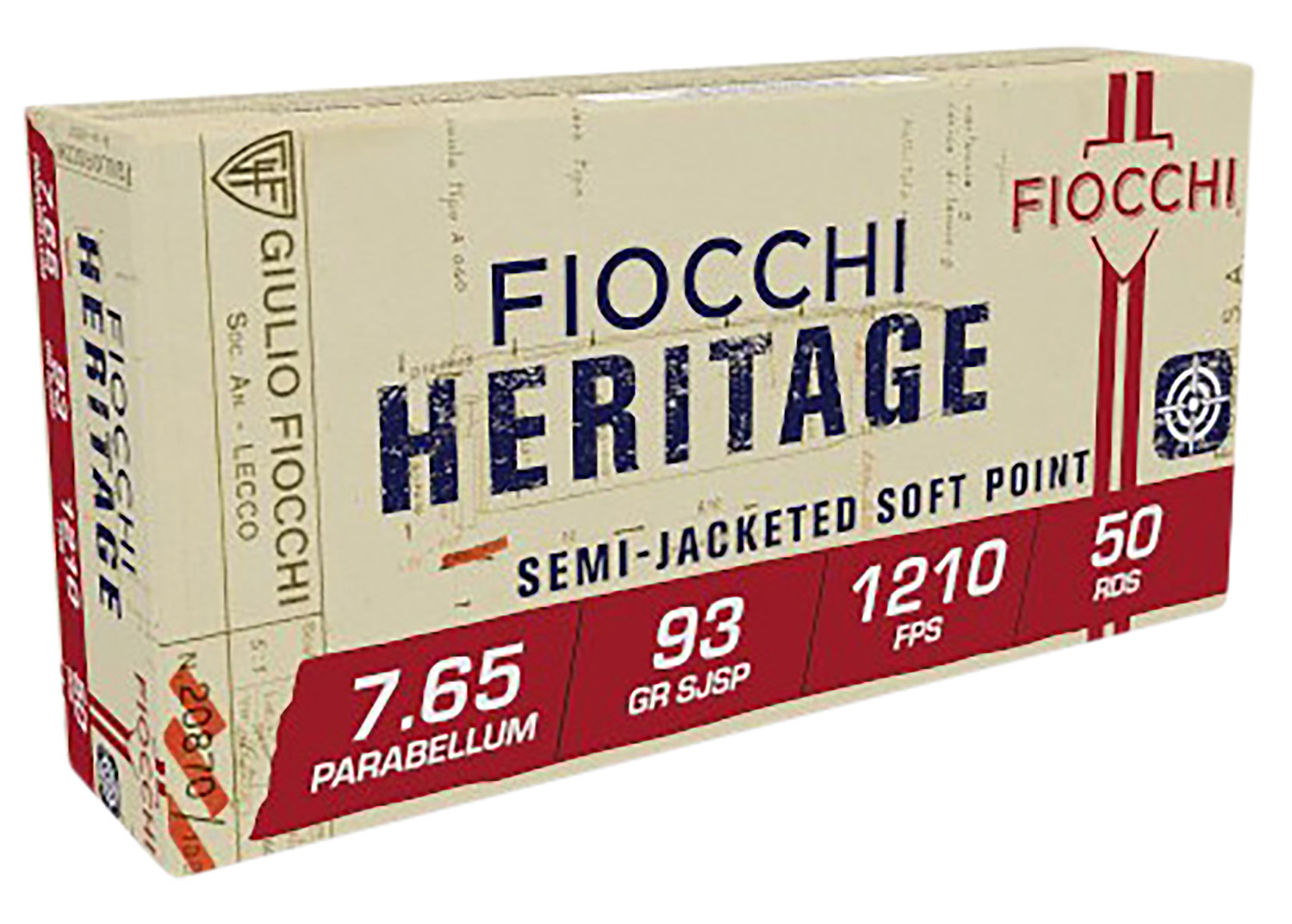 Fiocchi FIOCCHI Heritage 7.65x17mm Parabellum 93gr Semi Jacketed Soft Point Ammunition | 20 Rounds