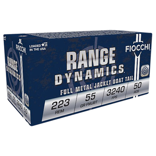 FIOCCHI Range Dynamics 223 Rem 55gr Full Metal Jacket Boat Tail Ammunition | 50 Rounds
