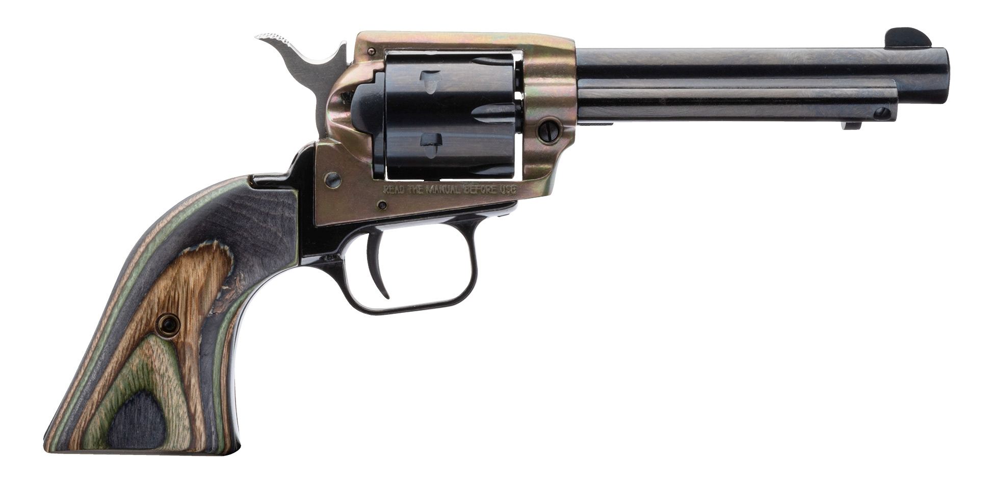 HERITAGE MANUFACTURING Rough Rider 22 LR/ 22 WMR 4.8" 6rd Revolver - Blued / Camo Laminate