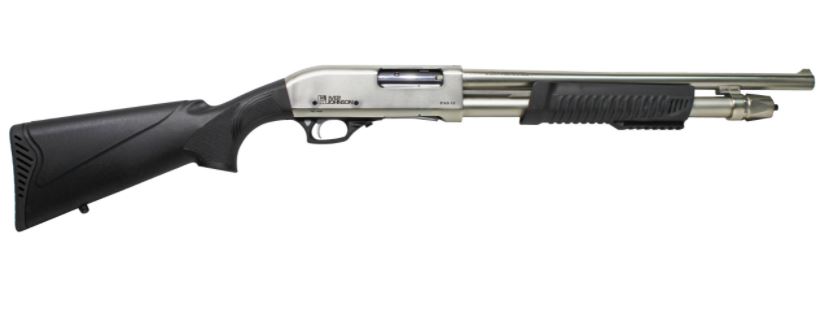 IVER JOHNSON PAS12 12 Gauge 3" 18" 4rd Pump Shotgun - Satin Nickel / Black Synthetic
