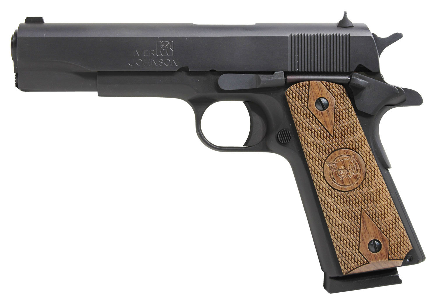IVER JOHNSON 1911A1 Standard 45 ACP 5″ 8rd Pistol – Black / Wood Grips