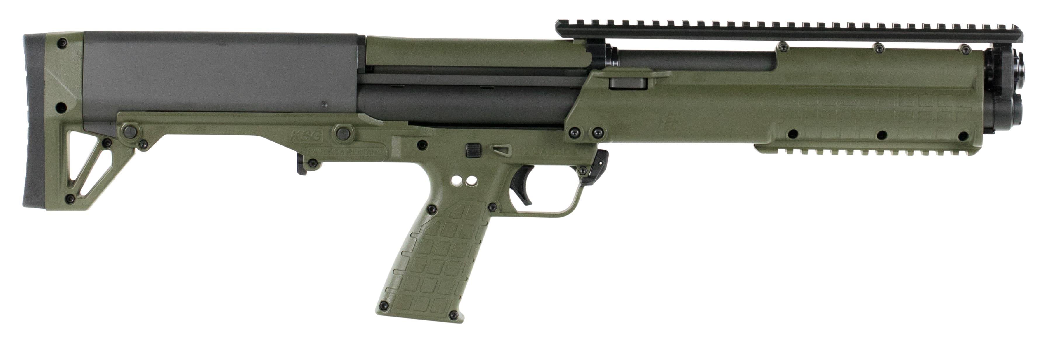 KELTEC KSG 12 Gauge 18.5" 14rd Pump Action Shotgun - Black / Green Synthetic