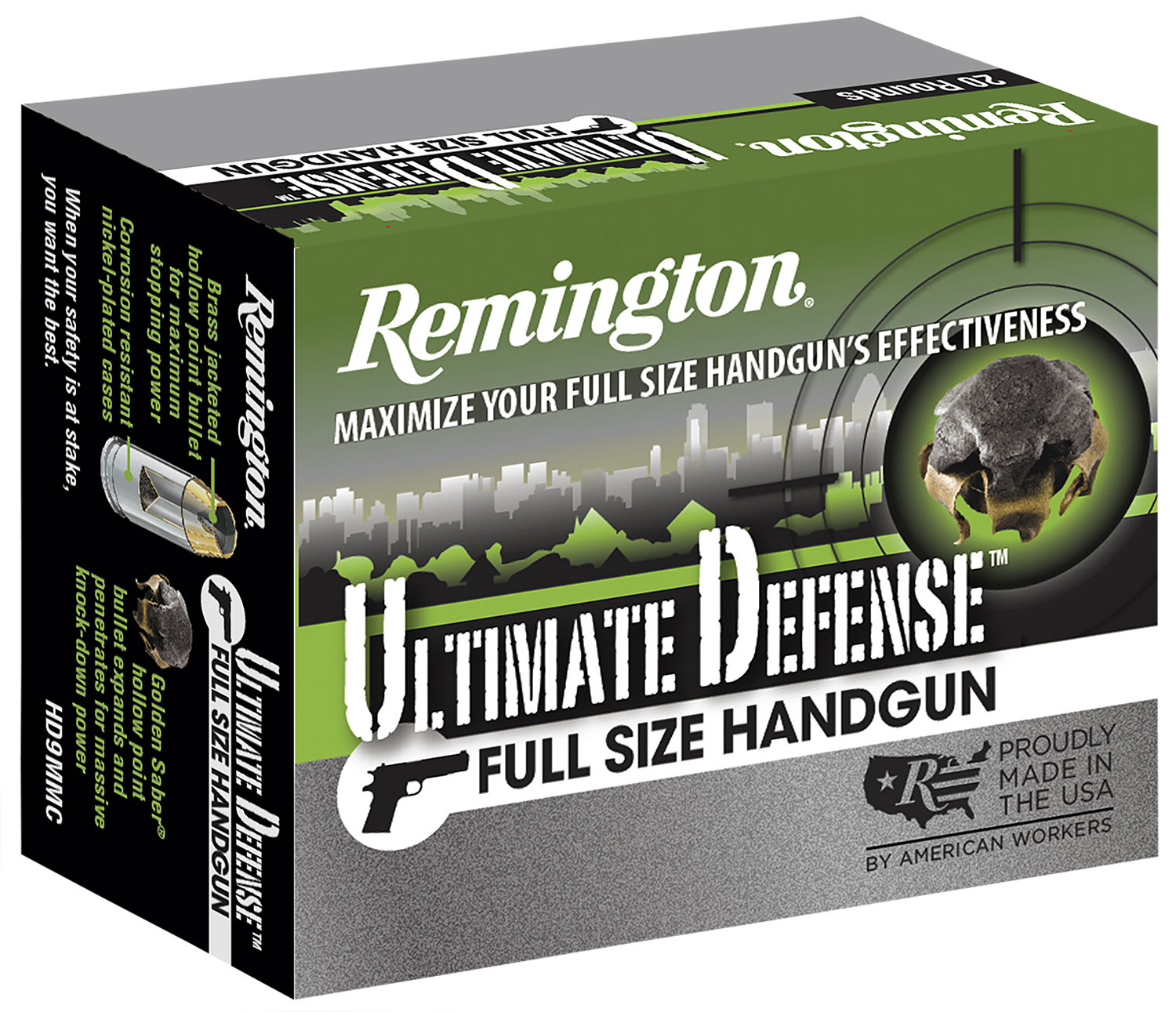 Remington REMINGTON Ultimate Defense 9mm +P 124gr BJHP Ammunition | 20 Rounds
