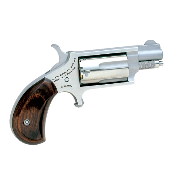NAA 22 WMR 1.1" 5rd Mini Revolver - Stainless / Rosewood Birds Head Grip