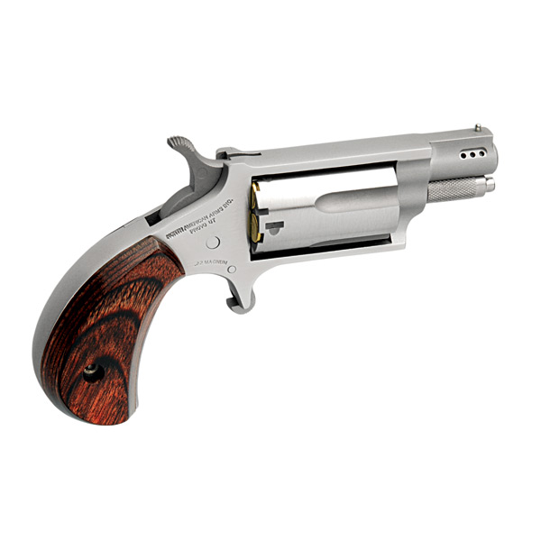 NAA 22 WMR / 22 LR 1.13" 5rd Mini-Revolver - Stainless / Rosewood Grips