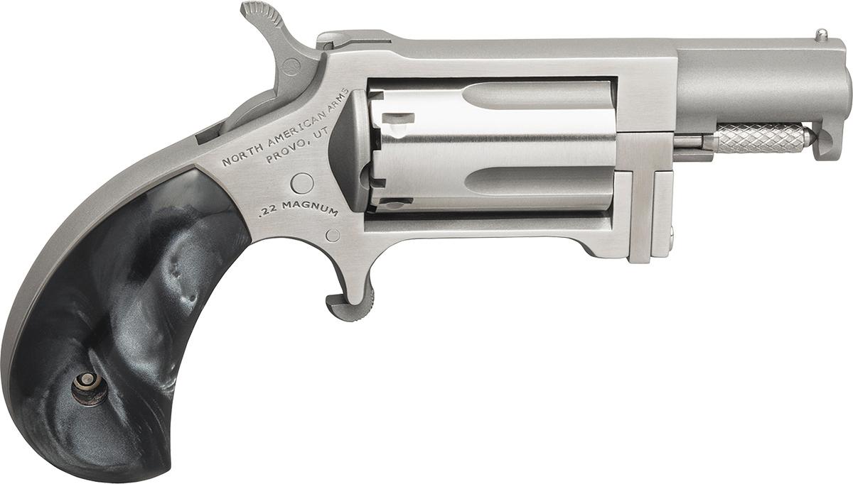 NAA 22 LR 1.125" 5rd Mini-Revolver - Stainless w/ Black Pearl Grips
