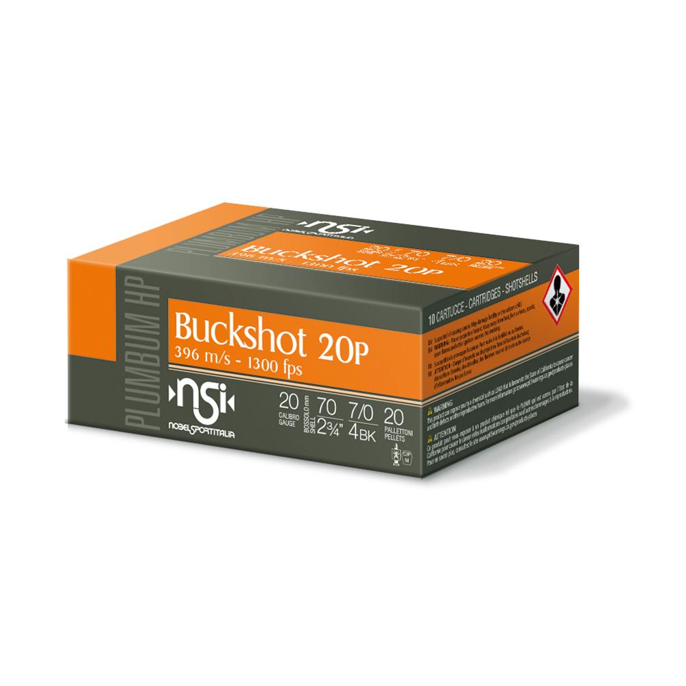 Nobel Sport Italia NOBEL AMMO Plumbum Buckshot 20Ga 2 3/4" 20 Pellets