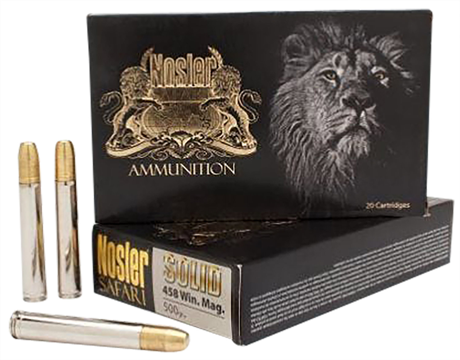 Nosler Nosler 40630 Safari 458 Lott 500 GR Nosler Solid 20 Bx 10 Cs