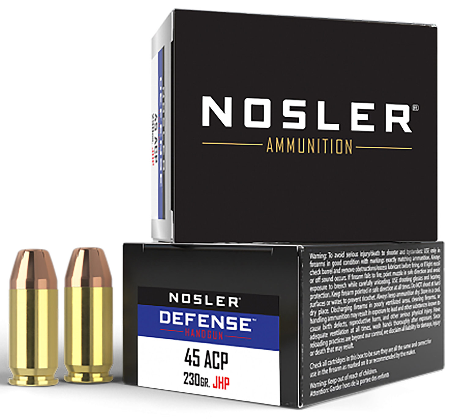 Nosler Nosler 39645 Defense 45 ACP 230 GR Jacketed Hollow Point JHP 20 Bx 10 Cs
