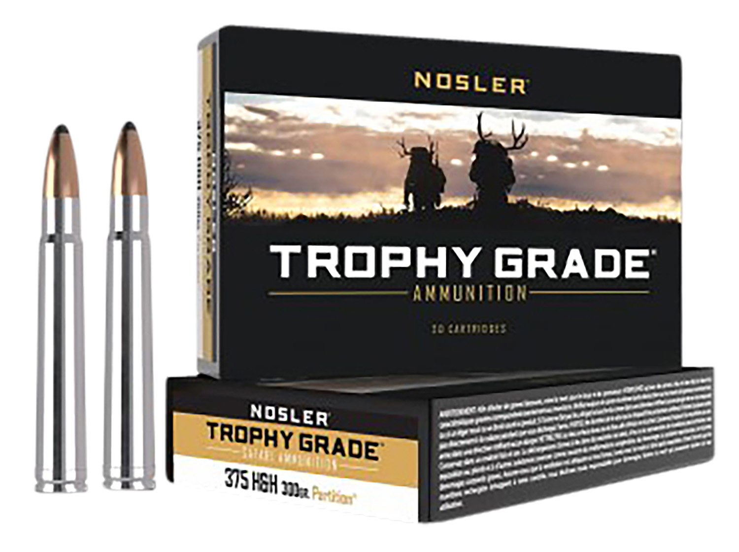 Nosler Nosler 40606 Safari 375 Hh Mag 300 GR Nosler Partition Np 20 Bx 10 Cs