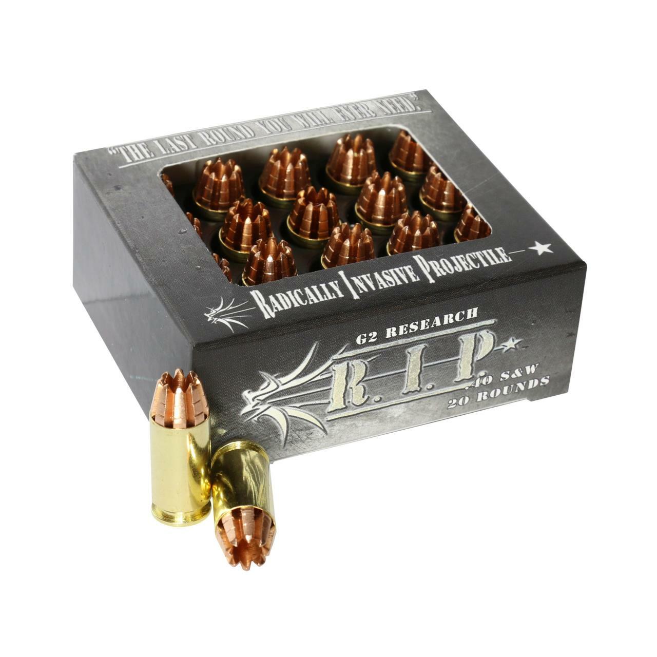 G2 Research R.I.P. 40 S&W Ammo 115 Grain G2 R.I.P. Fragmenting Hollow Point Lead Free Box of 20