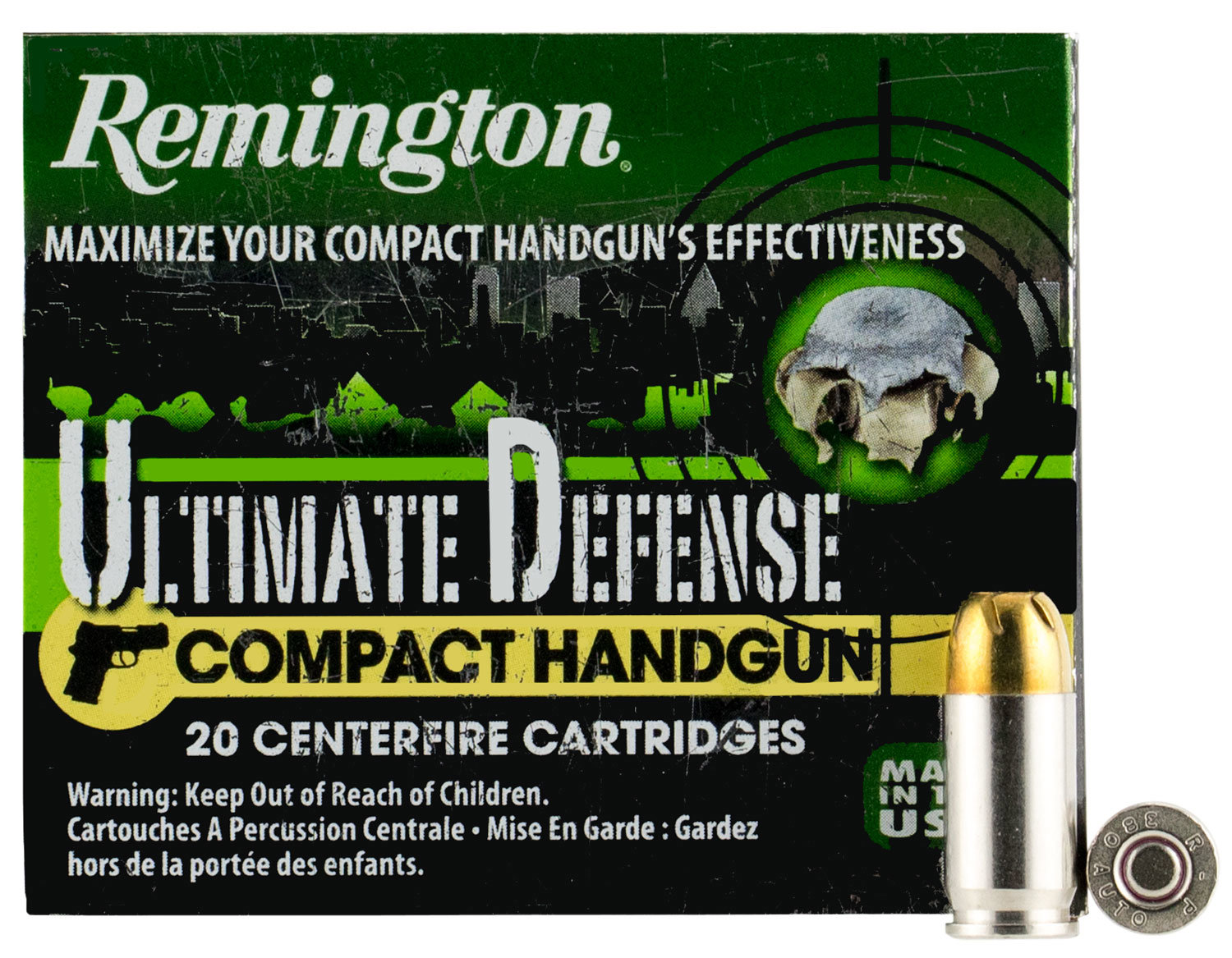 Remington REMINGTON Ultimate Defense 380 ACP 102gr Brass Jacket Hollow Point Ammunition | 20 Rounds