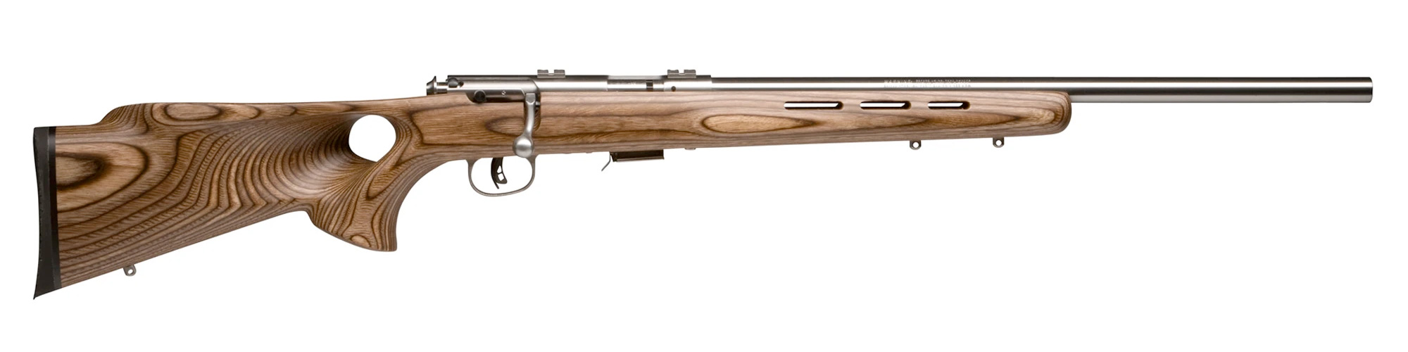 SAVAGE Mark II BTVS 22LR 21" 5rd Bolt Action Rifle w/ Thumbhole Laminated Wood Stock - Stainless